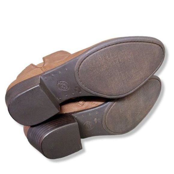 NEW Lucky Brand Leather Bessie Block Heel Side Zip Ankle Boot Cedar Brown Women - Picture 6 of 7